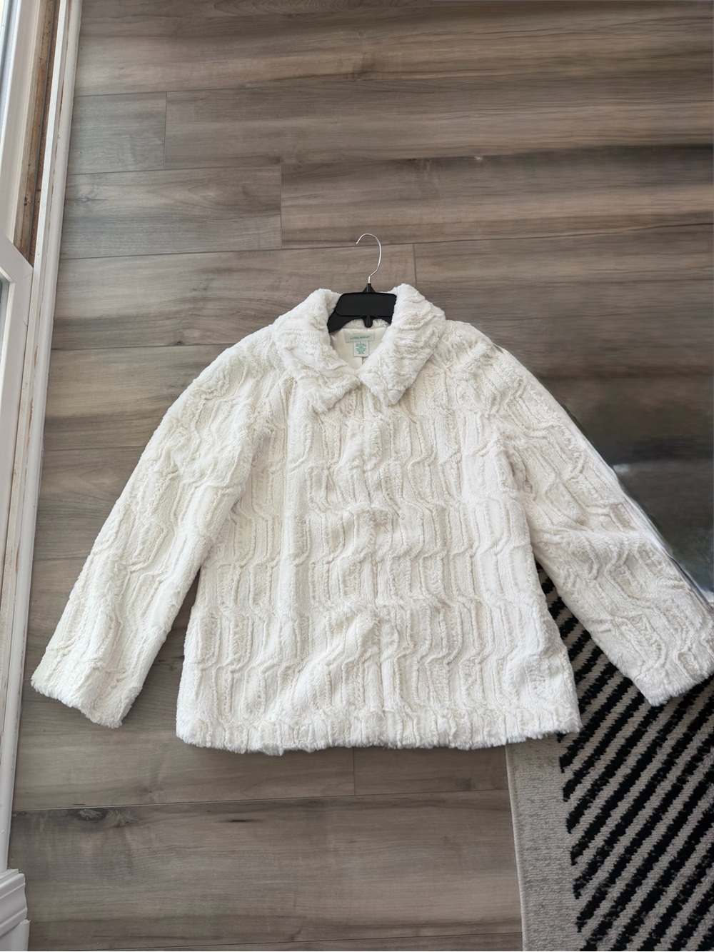 Laura Ashley Cream Plush Faux Fur Jacket
